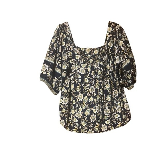 Roan + Ryan Evereve Soren Square Neck Puff Sleeve Floral Blouse - Picture 1 of 8